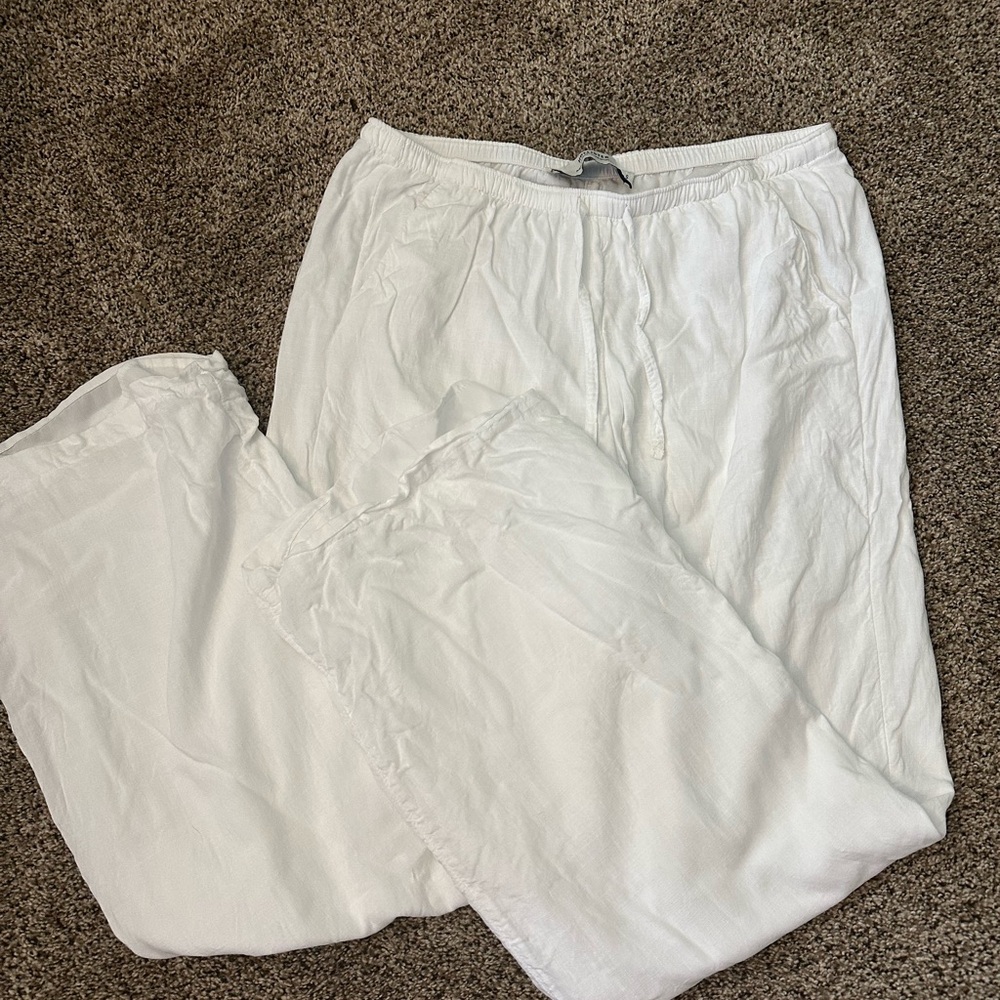 Hollister Adjustable-Rise Wide Leg Pants - White Small Longs